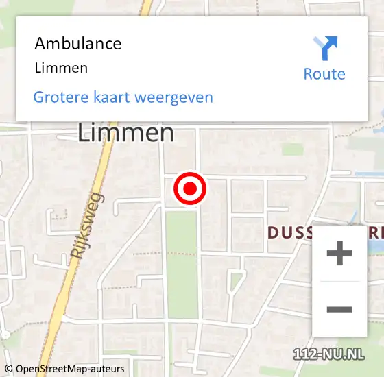 Locatie op kaart van de 112 melding: Ambulance Limmen op 5 september 2024 16:59