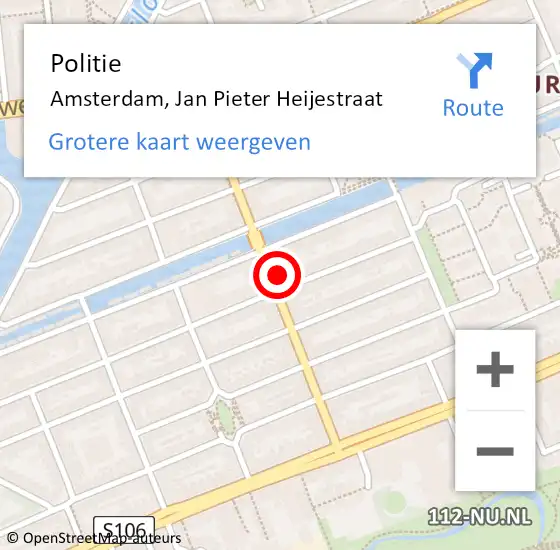 Locatie op kaart van de 112 melding: Politie Amsterdam, Jan Pieter Heijestraat op 5 september 2024 16:59