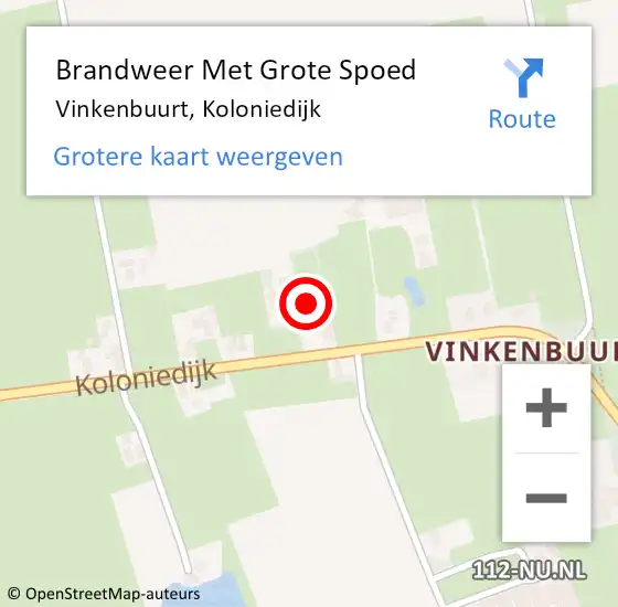 Locatie op kaart van de 112 melding: Brandweer Met Grote Spoed Naar Vinkenbuurt, Koloniedijk op 5 september 2024 17:10