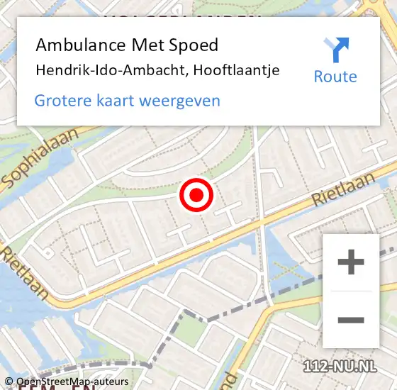 Locatie op kaart van de 112 melding: Ambulance Met Spoed Naar Hendrik-Ido-Ambacht, Hooftlaantje op 5 september 2024 17:19