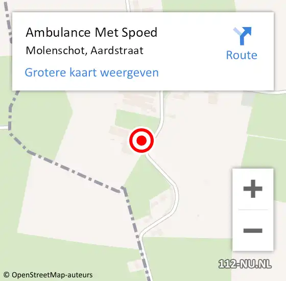 Locatie op kaart van de 112 melding: Ambulance Met Spoed Naar Molenschot, Aardstraat op 19 oktober 2014 02:16