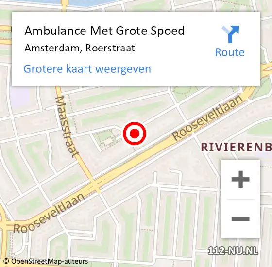 Locatie op kaart van de 112 melding: Ambulance Met Grote Spoed Naar Amsterdam, Roerstraat op 5 september 2024 17:22