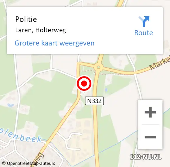 Locatie op kaart van de 112 melding: Politie Laren, Holterweg op 5 september 2024 17:24