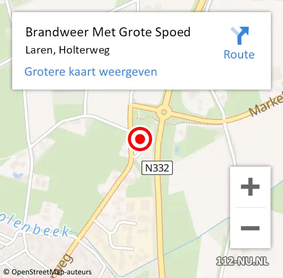 Locatie op kaart van de 112 melding: Brandweer Met Grote Spoed Naar Laren, Holterweg op 5 september 2024 17:28