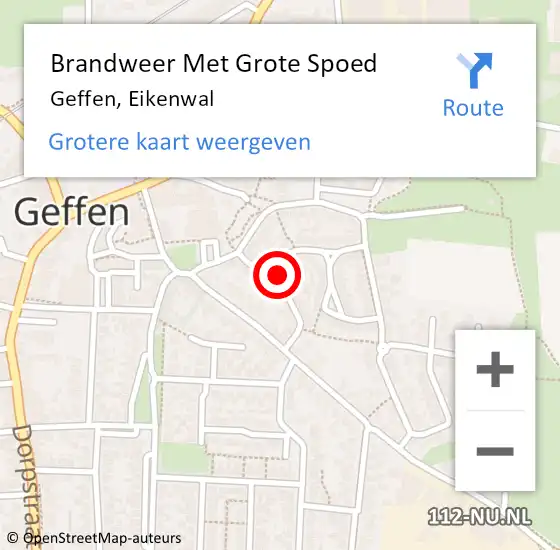 Locatie op kaart van de 112 melding: Brandweer Met Grote Spoed Naar Geffen, Eikenwal op 5 september 2024 17:28