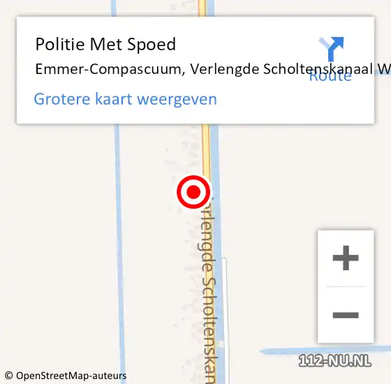 Locatie op kaart van de 112 melding: Politie Met Spoed Naar Emmer-Compascuum, Verlengde Scholtenskanaal WZ op 5 september 2024 17:31