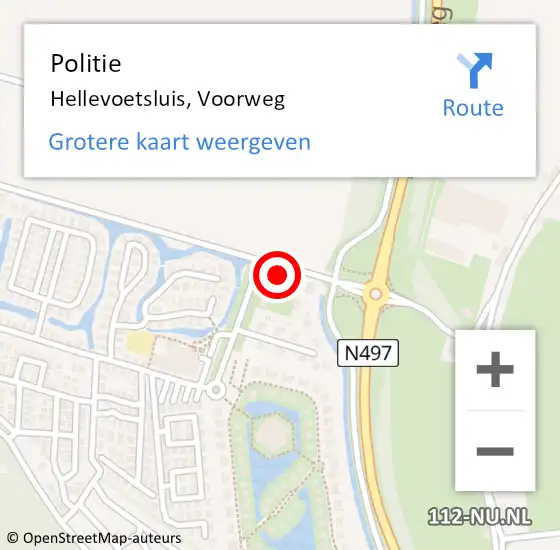 Locatie op kaart van de 112 melding: Politie Hellevoetsluis, Voorweg op 5 september 2024 17:36