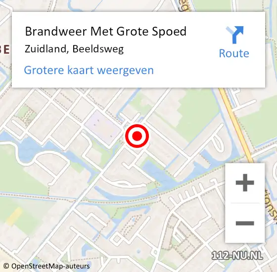 Locatie op kaart van de 112 melding: Brandweer Met Grote Spoed Naar Zuidland, Beeldsweg op 5 september 2024 17:41