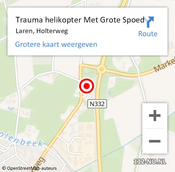 Locatie op kaart van de 112 melding: Trauma helikopter Met Grote Spoed Naar Laren, Holterweg op 5 september 2024 17:49