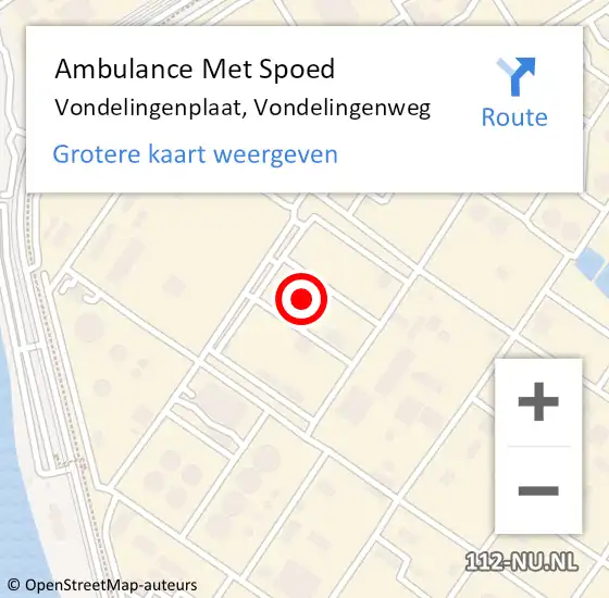 Locatie op kaart van de 112 melding: Ambulance Met Spoed Naar Vondelingenplaat, Vondelingenweg op 5 september 2024 17:56