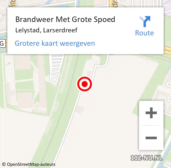 Locatie op kaart van de 112 melding: Brandweer Met Grote Spoed Naar Lelystad, Larserdreef op 5 september 2024 17:56