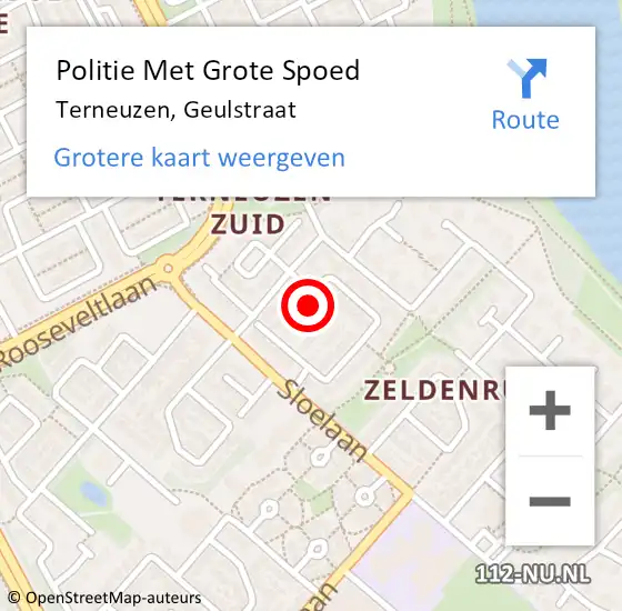 Locatie op kaart van de 112 melding: Politie Met Grote Spoed Naar Terneuzen, Geulstraat op 5 september 2024 18:26