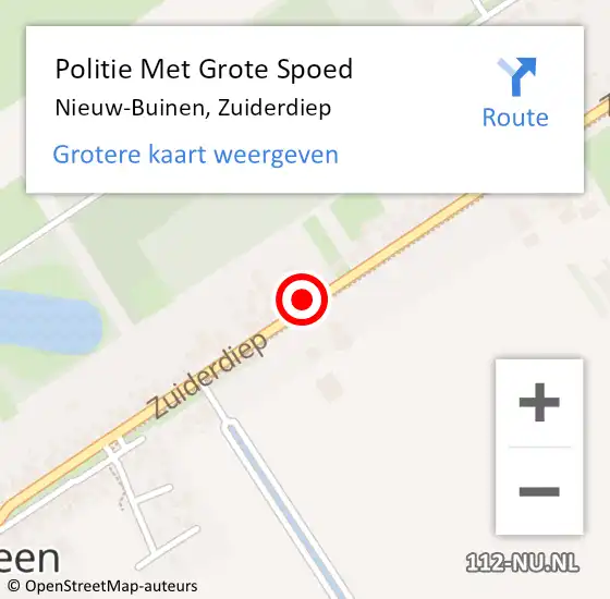 Locatie op kaart van de 112 melding: Politie Met Grote Spoed Naar Buinen, Zuiderdiep op 5 september 2024 18:38