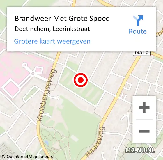 Locatie op kaart van de 112 melding: Brandweer Met Grote Spoed Naar Doetinchem, Leerinkstraat op 5 september 2024 18:49