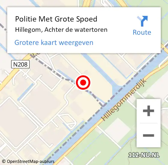 Locatie op kaart van de 112 melding: Politie Met Grote Spoed Naar Hillegom, Achter de watertoren op 5 september 2024 19:03