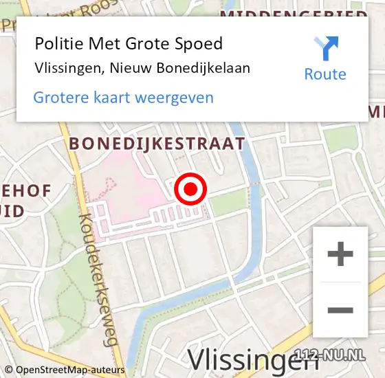 Locatie op kaart van de 112 melding: Politie Met Grote Spoed Naar Vlissingen, Nieuw Bonedijkelaan op 5 september 2024 19:13