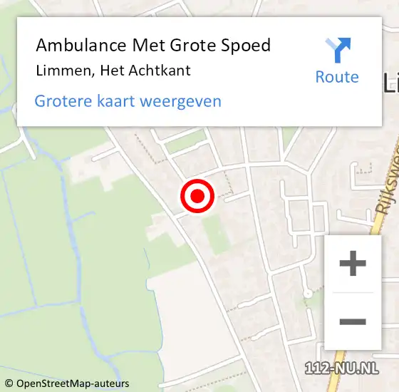 Locatie op kaart van de 112 melding: Ambulance Met Grote Spoed Naar Limmen, Het Achtkant op 5 september 2024 19:15