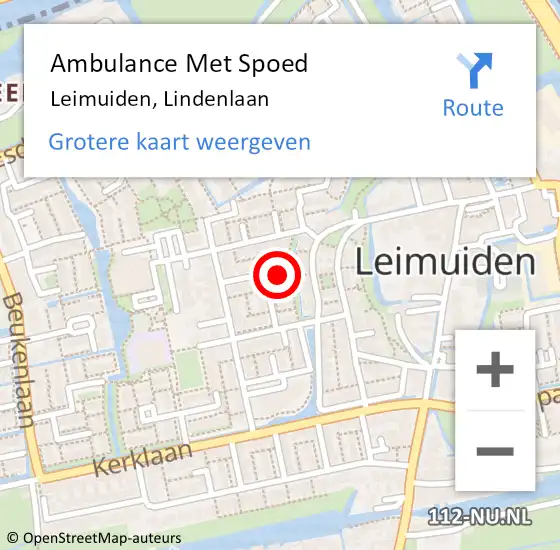 Locatie op kaart van de 112 melding: Ambulance Met Spoed Naar Leimuiden, Lindenlaan op 5 september 2024 19:27