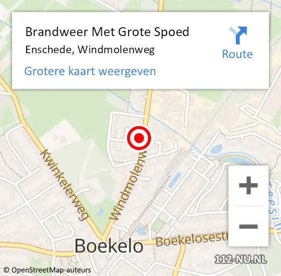 Locatie op kaart van de 112 melding: Brandweer Met Grote Spoed Naar Enschede, Windmolenweg op 5 september 2024 19:28