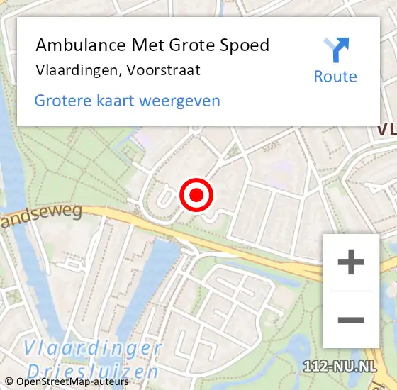 Locatie op kaart van de 112 melding: Ambulance Met Grote Spoed Naar Vlaardingen, Voorstraat op 5 september 2024 19:46