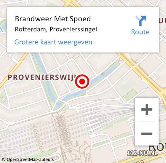 Locatie op kaart van de 112 melding: Brandweer Met Spoed Naar Rotterdam, Provenierssingel op 5 september 2024 19:53