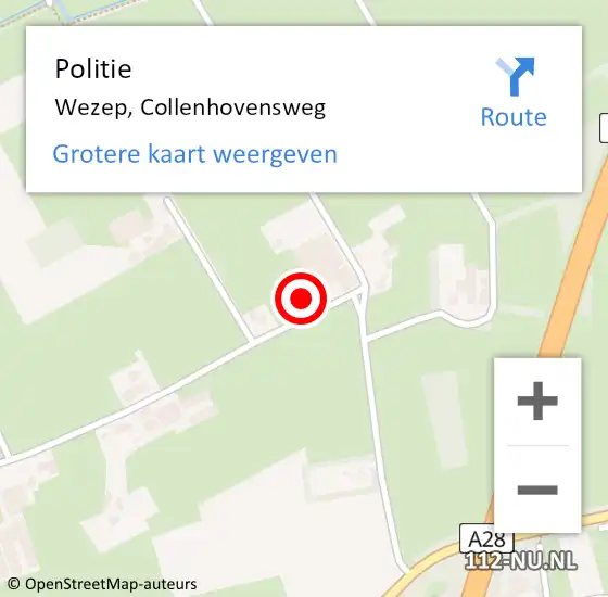 Locatie op kaart van de 112 melding: Politie Wezep, Collenhovensweg op 5 september 2024 20:08