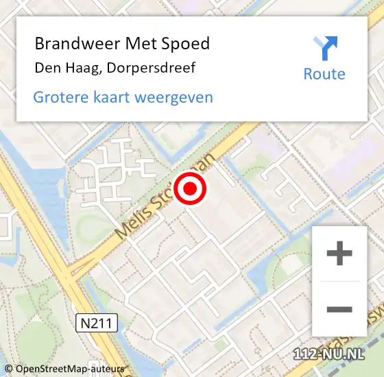 Locatie op kaart van de 112 melding: Brandweer Met Spoed Naar Den Haag, Dorpersdreef op 5 september 2024 20:15