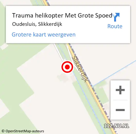 Locatie op kaart van de 112 melding: Trauma helikopter Met Grote Spoed Naar Oudesluis, Slikkerdijk op 5 september 2024 20:34