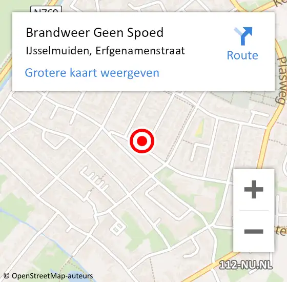 Locatie op kaart van de 112 melding: Brandweer Geen Spoed Naar IJsselmuiden, Erfgenamenstraat op 5 september 2024 20:47