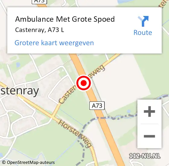 Locatie op kaart van de 112 melding: Ambulance Met Grote Spoed Naar Castenray, A73 R hectometerpaal: 59,7 op 19 oktober 2014 03:01