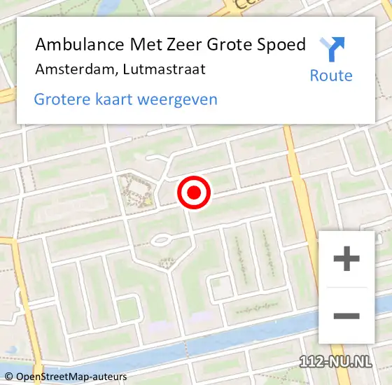 Locatie op kaart van de 112 melding: Ambulance Met Zeer Grote Spoed Naar Amsterdam, Lutmastraat op 5 september 2024 21:02