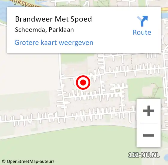 Locatie op kaart van de 112 melding: Brandweer Met Spoed Naar Scheemda, Parklaan op 5 september 2024 21:09