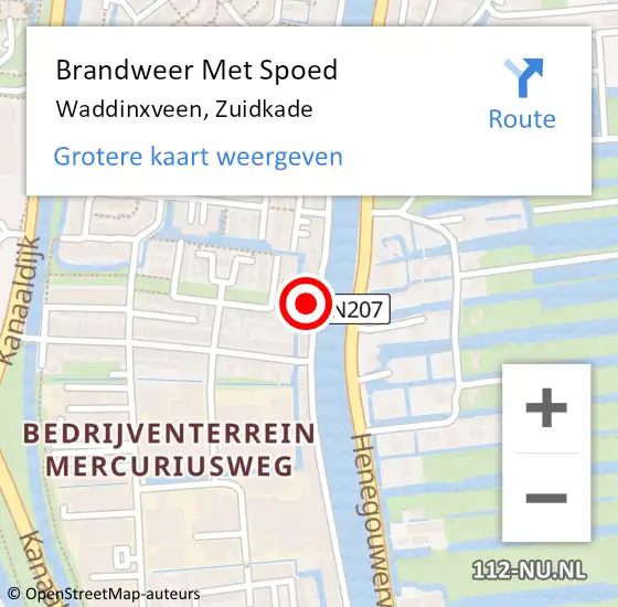 Locatie op kaart van de 112 melding: Brandweer Met Spoed Naar Waddinxveen, Zuidkade op 5 september 2024 21:10