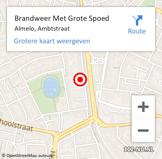 Locatie op kaart van de 112 melding: Brandweer Met Grote Spoed Naar Almelo, Ambtstraat op 5 september 2024 21:10