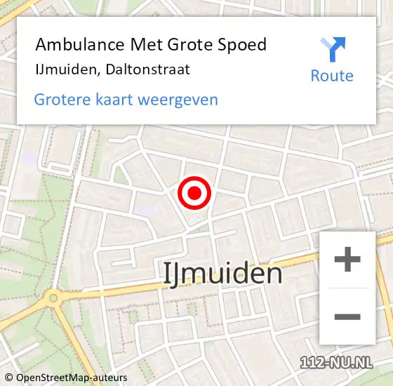 Locatie op kaart van de 112 melding: Ambulance Met Grote Spoed Naar IJmuiden, Daltonstraat op 5 september 2024 21:11