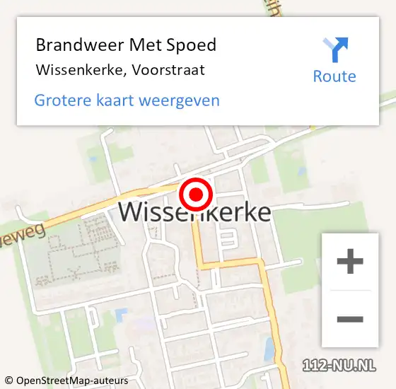 Locatie op kaart van de 112 melding: Brandweer Met Spoed Naar Wissenkerke, Voorstraat op 5 september 2024 21:12