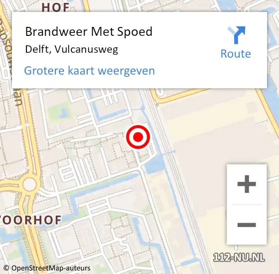 Locatie op kaart van de 112 melding: Brandweer Met Spoed Naar Delft, Vulcanusweg op 5 september 2024 21:25