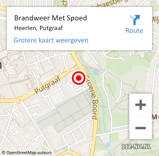 Locatie op kaart van de 112 melding: Brandweer Met Spoed Naar Heerlen, Putgraaf op 5 september 2024 21:35