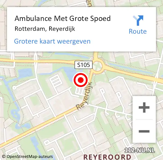 Locatie op kaart van de 112 melding: Ambulance Met Grote Spoed Naar Rotterdam, Reyerdijk op 5 september 2024 22:02