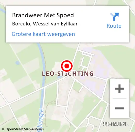 Locatie op kaart van de 112 melding: Brandweer Met Spoed Naar Borculo, Wessel van Eylllaan op 5 september 2024 22:09