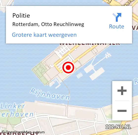 Locatie op kaart van de 112 melding: Politie Rotterdam, Otto Reuchlinweg op 5 september 2024 22:15