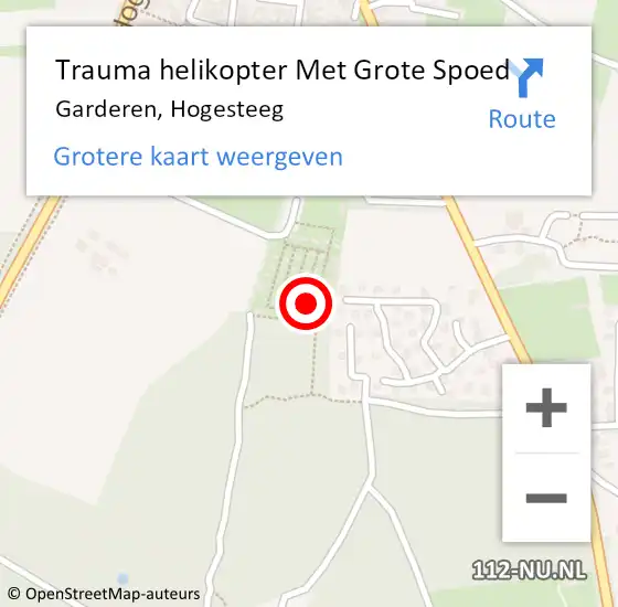 Locatie op kaart van de 112 melding: Trauma helikopter Met Grote Spoed Naar Garderen, Hogesteeg op 5 september 2024 23:08