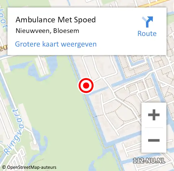 Locatie op kaart van de 112 melding: Ambulance Met Spoed Naar Nieuwveen, Bloesem op 5 september 2024 23:30