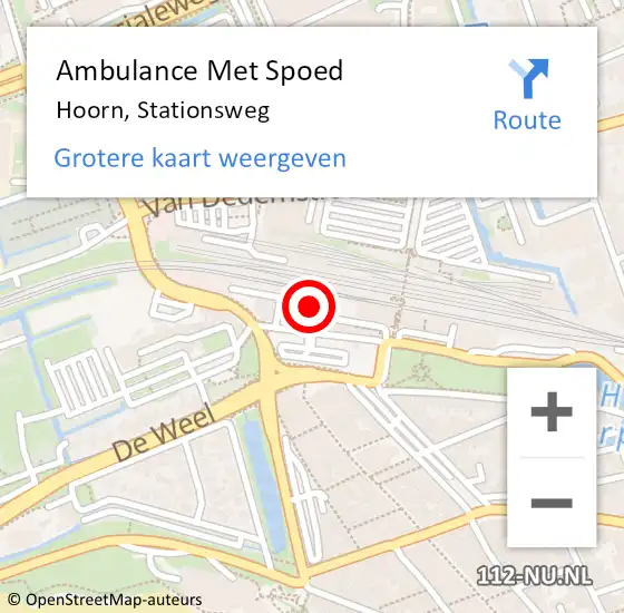 Locatie op kaart van de 112 melding: Ambulance Met Spoed Naar Hoorn, Stationsweg op 5 september 2024 23:47