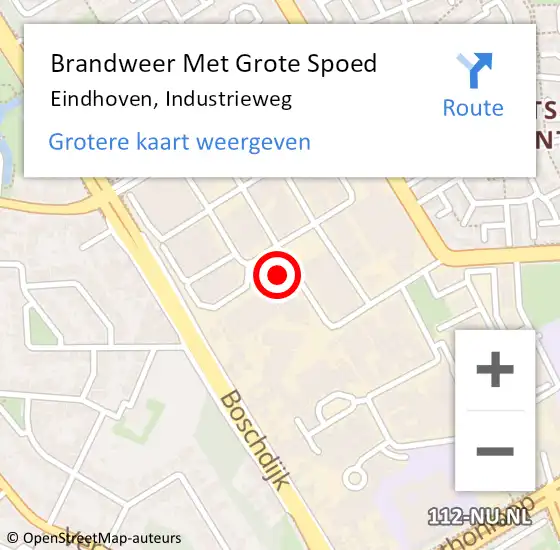 Locatie op kaart van de 112 melding: Brandweer Met Grote Spoed Naar Eindhoven, Industrieweg op 5 september 2024 23:47