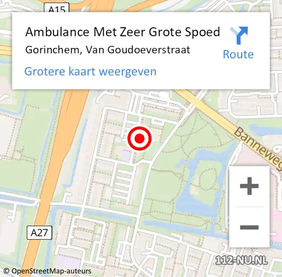 Locatie op kaart van de 112 melding: Ambulance Met Zeer Grote Spoed Naar Gorinchem, Van Goudoeverstraat op 5 september 2024 23:51