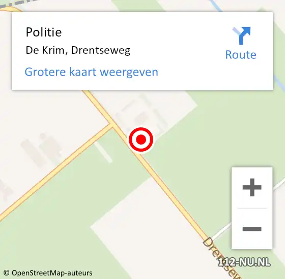 Locatie op kaart van de 112 melding: Politie De Krim, Drentseweg op 5 september 2024 23:59