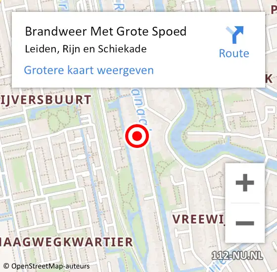 Locatie op kaart van de 112 melding: Brandweer Met Grote Spoed Naar Leiden, Rijn en Schiekade op 6 september 2024 00:33