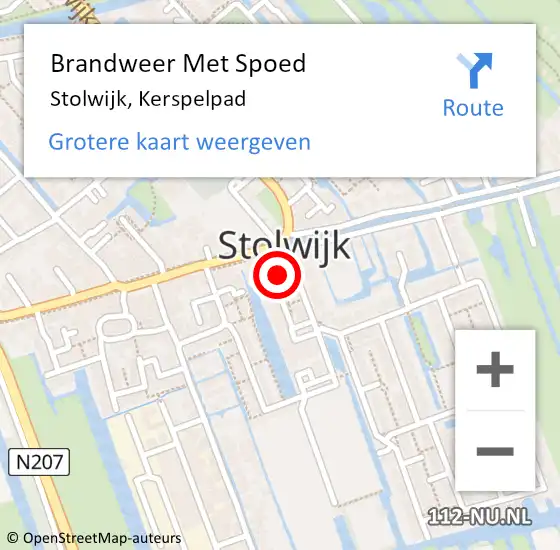 Locatie op kaart van de 112 melding: Brandweer Met Spoed Naar Stolwijk, Kerspelpad op 6 september 2024 00:49