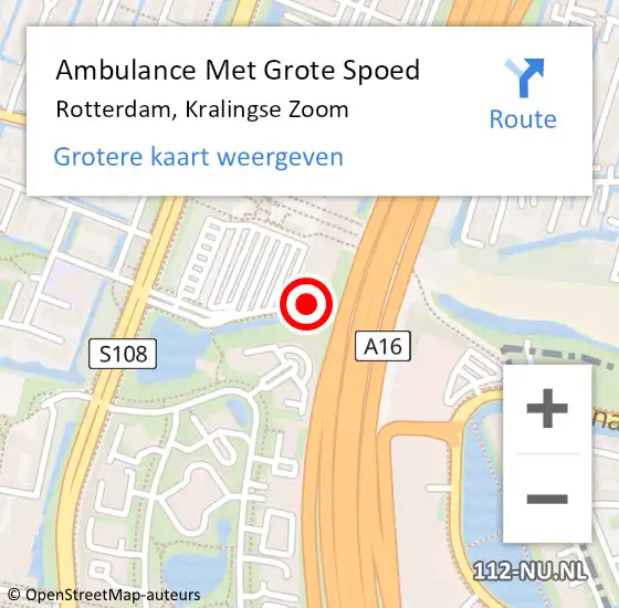 Locatie op kaart van de 112 melding: Ambulance Met Grote Spoed Naar Rotterdam, Kralingse Zoom op 6 september 2024 01:33